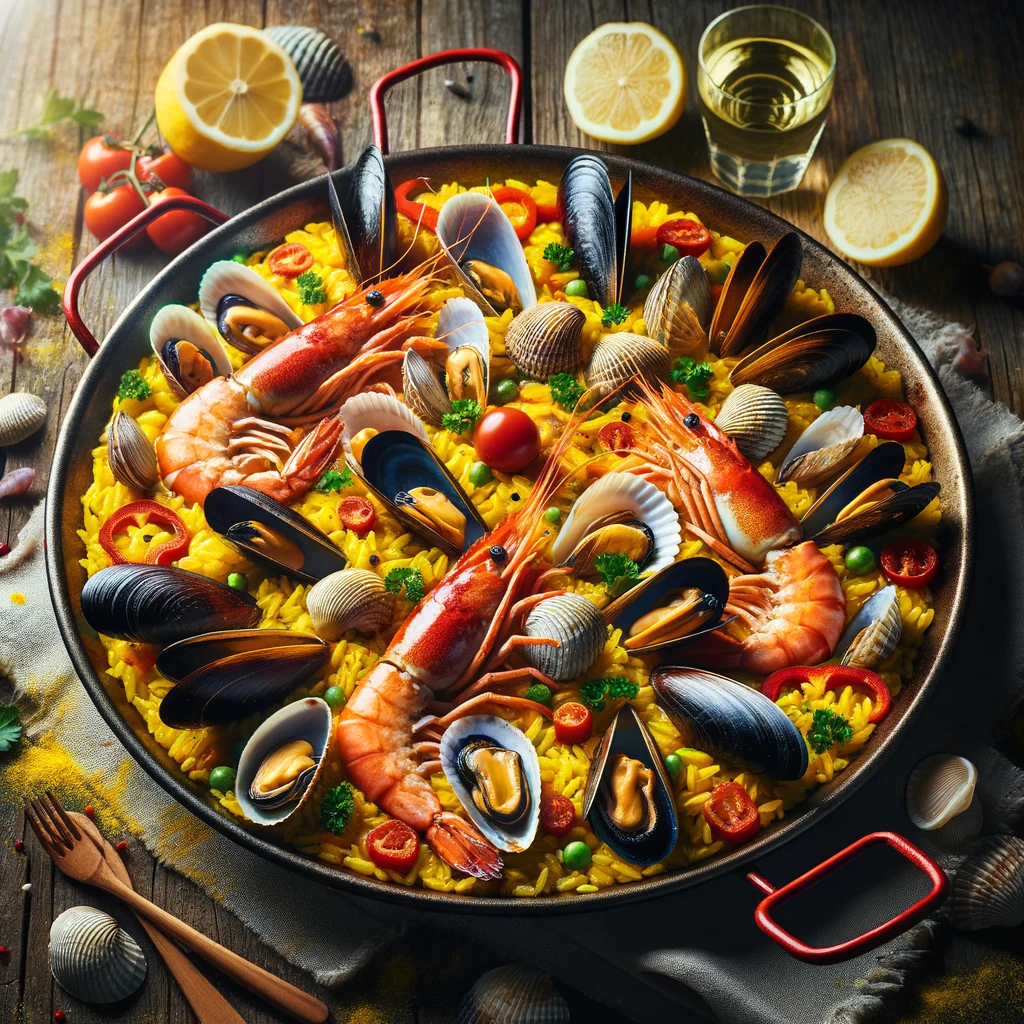 Seafood paella