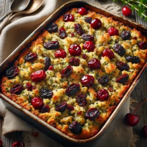 Herb stuffing with dried sour cherries